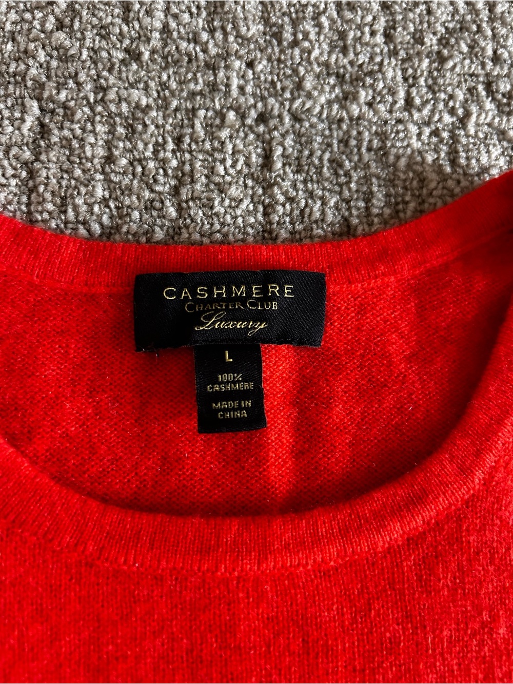 Charter Club Bright Orange Cashmere Crewneck Sweater
